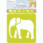 SET DE 6 POCHOIRS ENFANTS, ANIMAUX DE LA SAVANE - ORANGE - LOT DE 6