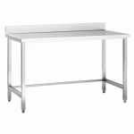 TABLE DE TRAVAIL EN INOX ADOSSÉE BASIC 18X7