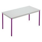 TABLE POLYVALENTE DROIT - L. 140 X P. 70 CM - PLATEAU GRIS - PIEDS PRUNE