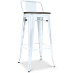 TABOURET STYLIX EN BOIS AVEC PETIT DOSSIER - 76 CM BLEU GRIS - BOIS, FER - BLEU GRIS