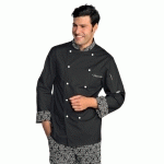 VESTE CHEF CUISINIER EXTRALIGHT NOIR BLANC