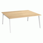 PÔLE DE 2 BUREAUX EDEN ARCHE CHÊNE CLAIR + GOULOTTE L 180 CM PIÈTEMENT BLANC