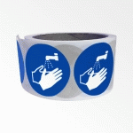 ROULEAU DE 250 PICTOS - LAVAGE MAINS OBLIGATOIRE - M011 - ISO 7010  - 100 MM