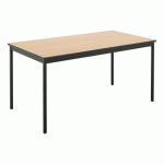 TABLE RECTANGULAIRE CONFORT HÊTRE 140 X 70 CM / PIEDS NOIRS