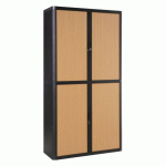 ARMOIRE EASY OFFICE HAUTEUR 204 CM CORPS ANTHRACITE RIDEAUX COLORIS HÊTRE - MANUTAN COLLECTIVITÉS