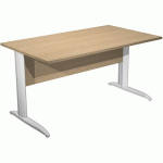 BUREAU DROIT PIEDS L EN MÉTAL FAST 140 CM - CHÊNE - BLANC