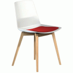 CHAISE CLUE PIEDS BOIS COQUE BLANCHE COUSSIN ROUGE - QUADRIFOGLIO