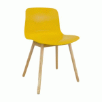 CHAISE RECONDITIONNÉE COQUE JAUNE - PIÈTEMENT BOIS