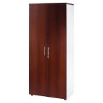 MEUBLE HAUT ACTUAL AVEC PORTES - H.180 X L. 80 X P. 47 CM - CORPS BLANC - PORTES WENGÉ