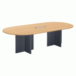 TABLE DE RÉUNION MODULABLE AVEC EXTENSION EXCELLENS L 260 X P 120 CM PLATEAU HÊTRE PIEDS CROIX PLEIN BOIS ANTHRACITE