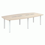 TABLE MODULABLE BELEM 10 PERSONNES L 280 X P 140 CM PEUPLIER PIÈTEMENT BLANC