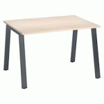 BUREAU DROIT INDIVIDUEL CHÊNE CLAIR 120 X 80 CM, PIÉTEMENT MÉTAL ANTHRACITE - ARCH