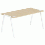 BUREAU GARY 180 X 70 CM PIED BLANC PLATEAU CHÊNE CLAIR - MBA