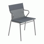 LOT DE 2 - FAUTEUIL HORIZON LAFUMA - TOILE BATYLINE ANTHRACITE - PIED ACIER GRIS