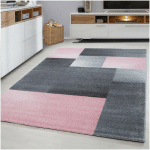 ALLOTAPIS - TAPIS CONTEMPORAIN RECTANGLE GRAPHIQUE SALMON ROSE 80X150 - ROSE