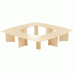 TABLE RÉUNION ATEM 350 X 350 CM PIED PANNEAU CHÊNE CLAIR - MBA