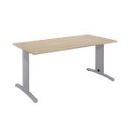 BUREAU DROIT IMEDIA - L. 120 X P. 80 CM - PLATEAU 'CHÊNE ' - PIEDS 'ALUMINIUM'.