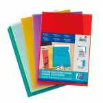 CHEMISE COIN PLASTIQUE OXFORD A4 POLYPROPYLÈNE 12/100E TRANSPARENTE COULEURS ASSORTIES - SACHET DE 10