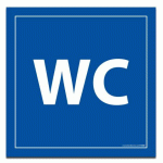 LOT DE 4 - PANNEAU SIGNALÉTIQUE - WC - FOND BLEU (125 X 125 MM, VINYLE SOUPLE AUTOCOLLANT)