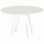 TABLE RÉUNION EVAN Ø 120 CM PIED BLANC PLATEAU PIN - MBA