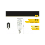 TRADE SHOP TRAESIO - AMPOULE LED SPIRALE E14 7 W 40D COLD WARM WHITE LIGHT NATURAL S-03T -BLANC NATUREL- - BLANC NATUREL