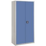 ARMOIRE MÉTAL CLASSTOUT - A PORTES BATTANTES - H. 180  X  L. 90 CM - CORPS GRIS - PORTES BLEU