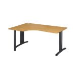 BUREAU COMPACT RETOUR À GAUCHE IMEDIA - L. 160 X P. 110 CM - PLATEAU HÊTRE - PIEDS ANTHRACITE