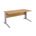 BUREAU DROIT BIOSPACE 2 - L. 120 X P. 80 CM - PLATEAU HÊTRE - PIEDS L ALUMINIUM - EMBASE 'BLANCHE'