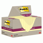 LOT DE 24 - NOTES REPOSITIONNABLES RECYCLÉES JAUNES PASTEL SUPER STICKY POST-IT 47,6 X 47,6 MM - BLOC DE 70 FEUILLES