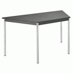 TABLE DE RÉUNION FRÊNE NOIR/CHROME TRAPÉZOÏDALE PIEDS VÉRINS