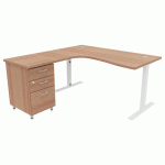 PACK BUREAU+CAISS IDEA ASYM. RET. À GAUCHE 180 CM NOYER/BLANC - QUADRIFOGLIO