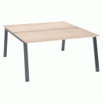 PÔLE 2 BUREAUX ECLA CHÊNE CLAIR L 160 X P 80 CM PIÈTEMENT MÉTAL FINITION ANTHRACITE