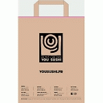 SAC KRAFT BRUN IMPRIMÉ YOUSUSHI À POIGNÉES PLATES 27X35X14