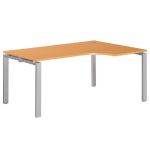 BUREAU COMPACT RETOUR À DROITE E-LINK - L. 160 X P. 110 CM - PLATEAU HÊTRE - 4 PIEDS ALUMINIUM