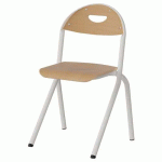 CHAISE MALIBU AST - T4 - ASS/DOS HÊTRE / ACIER BLANC 9016 - MANUTAN EXPERT