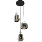 KEVIN - SUSPENSION - 3 LUMIÈRE - Ø 55 CM - GRIS - ART DECO - ÉCLAIRAGE INTÉRIEUR - SALON I CHAMBRE I CUISINE I SALLE À MANGER - GRIS - QAZQA