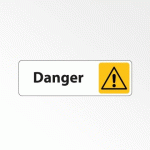 LOT DE 2 - PANNEAU PICTOGRAMME DANGER - SIGNALÉTIQUE D'INFORMATION PVC 250 X 80 MM BLANC