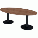 TABLE DE RÉUNION PLATEAU OVALE L.200 NOYER CANALETTO 2 PIEDS - QUADRIFOGLIO