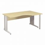 BUREAU COMPACT RETOUR À DROITE ACTIVITY MÉTAL 2 - L. 160 X P. 120 CM - PLATEAU HÊTRE - PIEDS L 'BLANC'