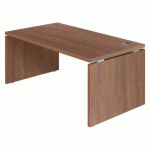 BUREAU DROIT BRUNEAU SHINY L 160 X P 90 CM PLATEAU NOYER PIÉTEMENT PLEIN BOIS