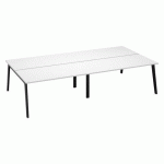 PÔLE DE 4 BUREAUX EDEN ARCHE L 320 CM AVEC GOULOTTE INTÉGRÉE PLATEAU BLANC PIED ANTHRACITE