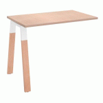 RETOUR DE BUREAU ECLA MANAGER CHÊNE CLAIR L 100 X P 60 CM BLANC PIÈTEMENT BLANC FINITION BOIS
