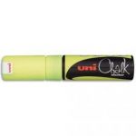 UNIBALL MARQUEUR CRAIE CHALKMARKER, POINTE BIDEAU MOYENNE, POUR LES TABLEAUX NOIRS, MENUS, JAUNE FLUO