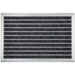 PAILLASSON EN ALUMINIUM OPTIMUM MAT ANTI-ROUILLES/RÉSISTANT AUX UV AVEC BROSSES 45 X 75 CM - ARGENT/NOIR