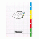 LOT DE 6 - CAHIER 4 INDEX PIQUÉ 8000 POLYPRO17X22 CM 140 PAGES GRANDS CARREAUX 90 G - INCOLORE