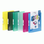 LOT DE 12 - CLASSEUR 2 ANNEAUX PLASTIFIÉ VIQUEL PROPYGLASS PERSONNALISABLE A4 – DOS 2.5 CM COULEURS ASSORTIES TRANSLUCIDES