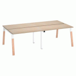 PÔLE 4 BUREAUX CHÊNE CLAIR ECLA L 120 X P 60 CM PIEDS MÉTAL BLANC FINITION BOIS