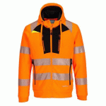 PORTWEST DX484 SWEAT À CAPUCHE ZIPPÉ HV DX4 ORANGE/NOIR - TAILLE XL