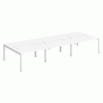 PPÔLE 6 BUREAUX L 420 CM PLATEAUX BLANC, PIÈTEMENT MÉTAL BLANC - TEAM LINE