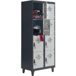 VESTIAIRE MULTI-CASIERS AVANTAGE - 4 CASIERS - 2 COLONNES - CORPS ANTHRACITE - PORTES GRIS